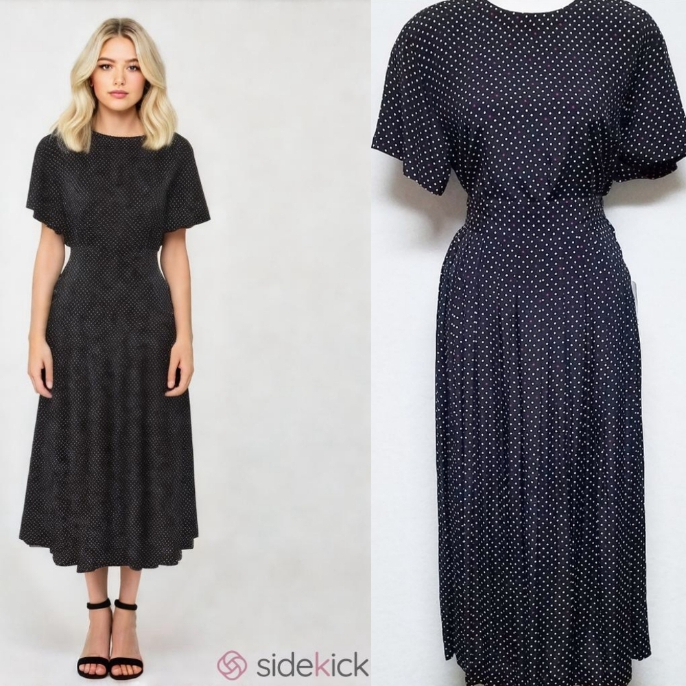 Jones New York Deadstock Vintage 1980s Polka Dot Micro-pleated Skirt Top Set 10